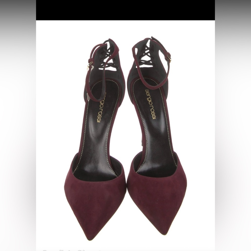 Sergio Rossi Burgundy Ankle Strap Heels